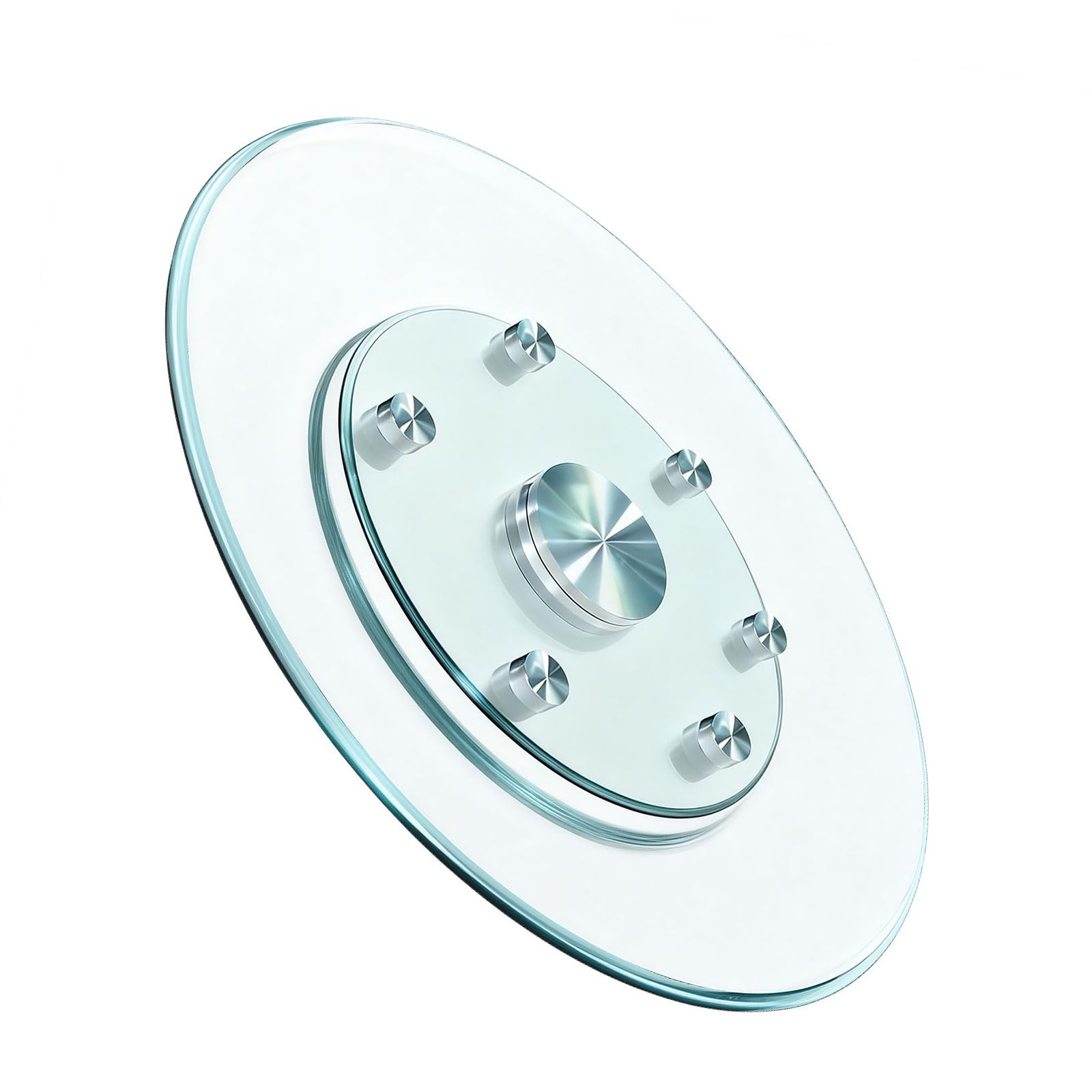 Photo 1 of 20" Glass Lazy Susan for Dining Table, Glass Turntable Table Centerpiece with 6 Rotating Wheels, 360° Smooth and Silent Spin Tabletop Rotating Tray, for Family Gatherings, Banquets, Weddings, 51 cm