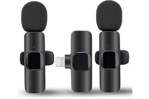 Homelazy 2 Packs Wireless Lavalier Microphone for iPhone, iPad. Clip on Microphone, Crystal Clear Sound Wireless Microphones for Recording, Live Streaming, YouTube, Facebook, TikTok