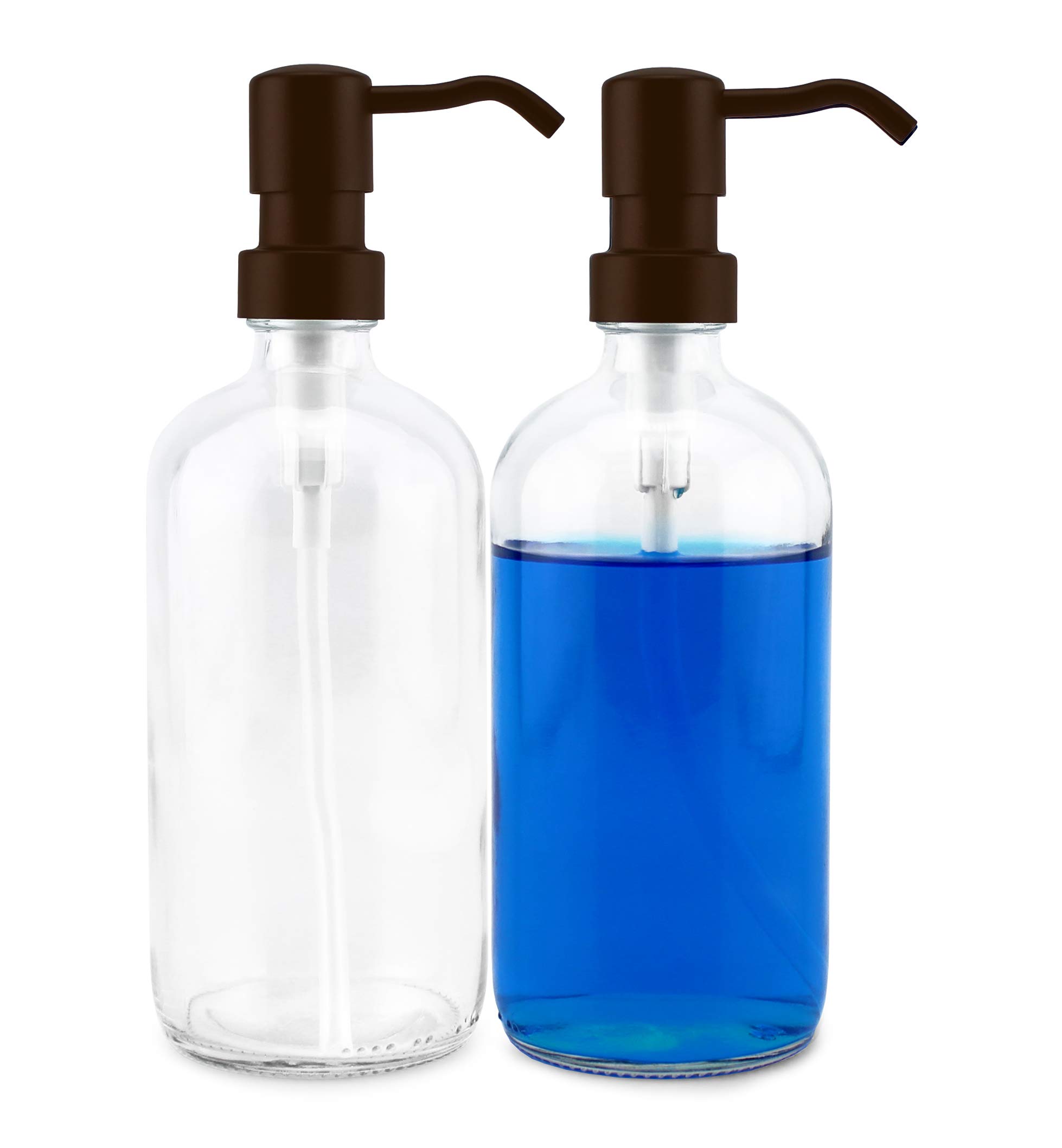 Cornucopia 16oz Glass Soap Dispensers With Bronze Pumps 2 Pack Clear Glass Pump Bottles With Oil Rubbed Bronze Metal Tops For Liquid Soap Dish Soap Lotions And More Buy Online In India At