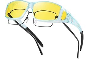 kimorn Night Vision Driving Glasses Fit Over glasses for Men Women Anti Glare Polarized Nighttime Glasses Yellow Lens