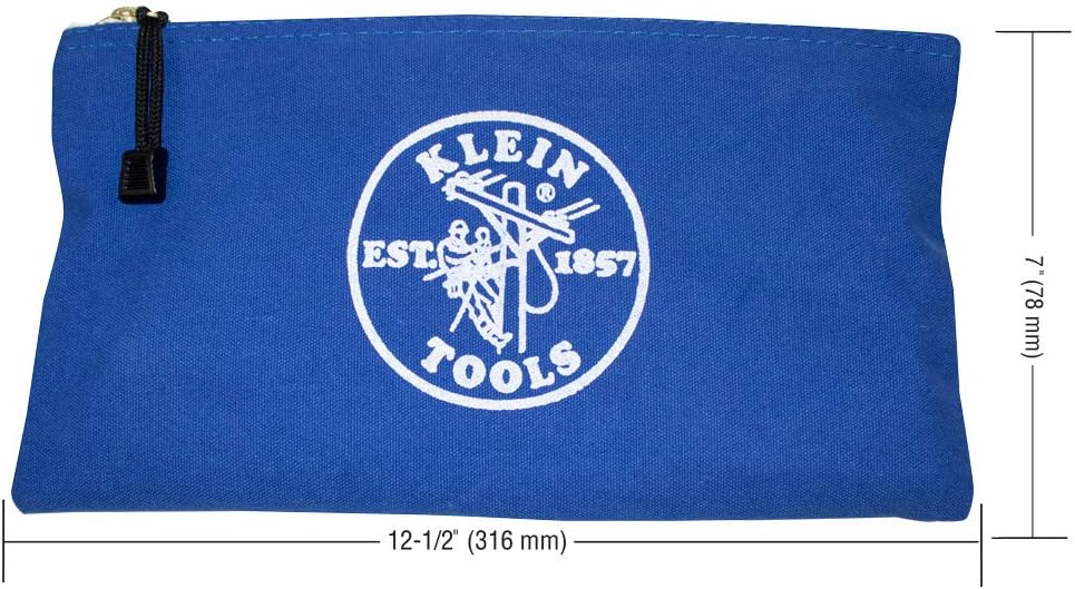 Klein Tools 5140 Zipper Bag, Utility Bag Use as Bank Deposit Bag, Tool Bag or Pouch, More in Olive, Orange, Blue, Yellow Canvas, 4pc Set - - 