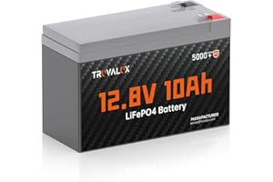 12V 10Ah LiFePO4 Battery, Built-in 10A BMS, 5000+ Cycles Lithium Battery, Lightweight 12.8V Battery for Fish Finder,UPS Backu