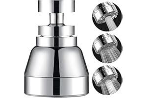 ILoveFidget Kitchen Faucet Aerator - Faucet Spray Head Replacement - Brass and Stainless Steel, 360° Rotatable, 3 Flow Modes, High Pressure Booster, Anti-Splash, Water Saving Sink Faucet (Short)