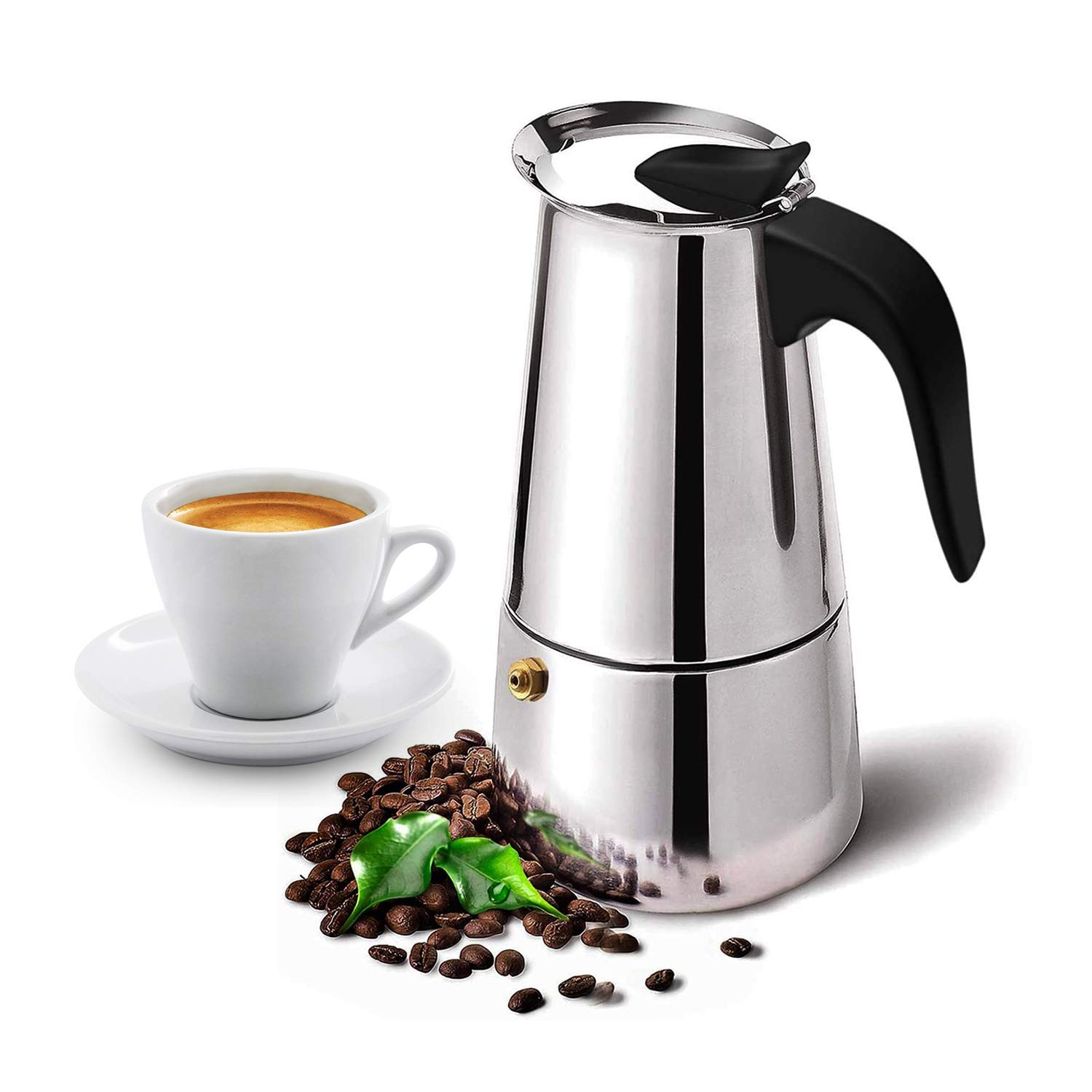 Stovetop Espresso Maker with Classic and Rich Brews Moka Pot (espresso cup=50ml), Cuban Coffee Maker Stove top Espresso Shot Maker for Espresso coffee Percolator Machine (4 Cups)