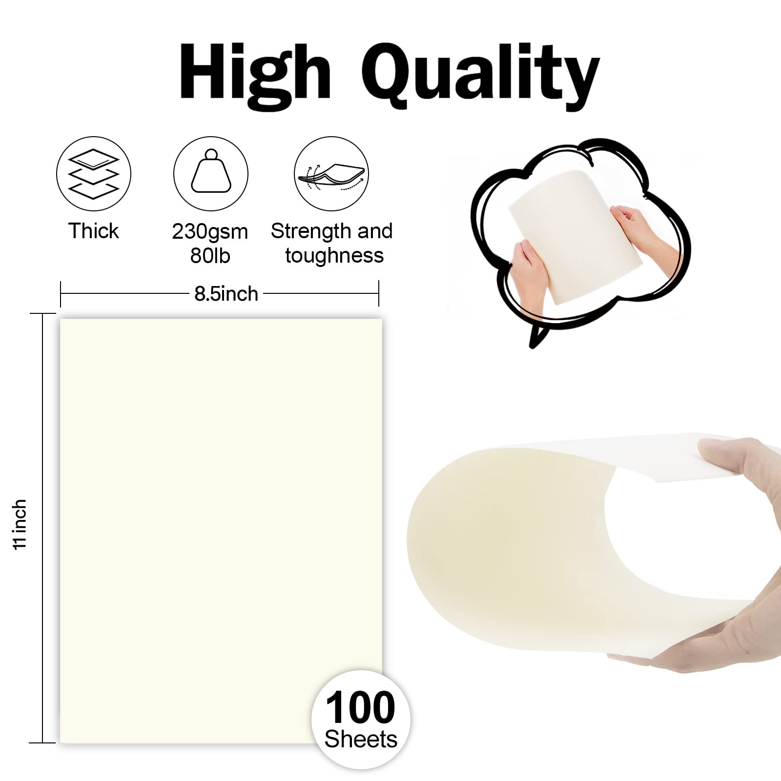 100 Sheets Cream Cardstock 8.5 x 11 Ivory Paper, Goefun Off White Card Stock Printer Paper for Cards Making, Office Printing, Certificate