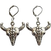 Cool Cowboy Leverback Earrings, Cow Head Ear Clip for Man Woman, Creative Country Jewelry