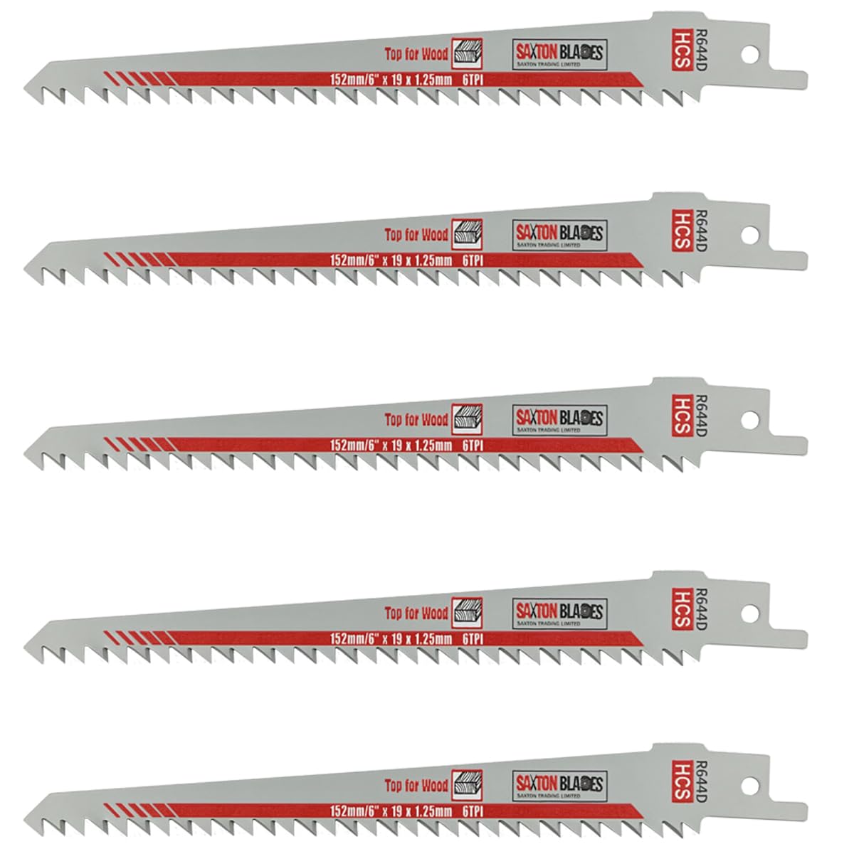 5x Saxton Blades 150mm Reciprocating Sabre Saw Wood Blades R644D for Bosch Makita etc