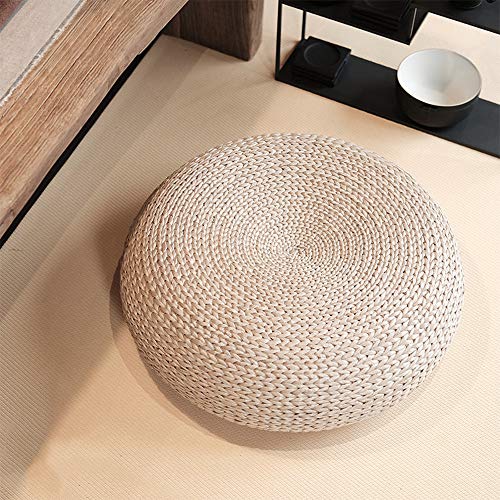 JOYBASE Straw Flat Seat Cushion, Handmade Floor Pouf Mat, Ottoman Footstool for Meditation, Zen, Yoga Practice or Buddha (15.8 x 6.3in)