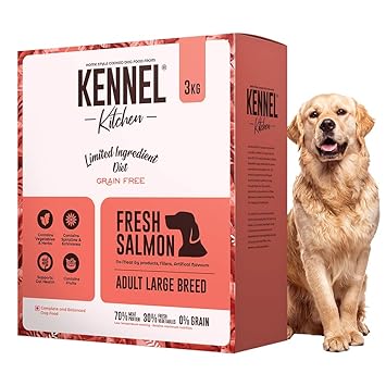 Kennel Kitchen Grain Free Dry Dog Food for Adult Large Breed Dogs, Fresh Salmon, Limited Ingredient Diet, 3 Kgs