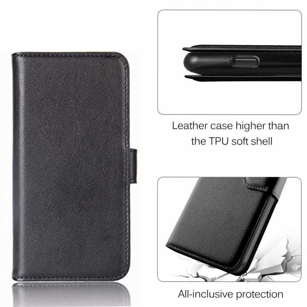 Samsung Galaxy S9 Plus Wallet Case Waterproof, PRODELI Slim Genuine Leather Folio Flip Phone Case Cover Protective Pouch [Magnetic Clasp Closure] [ID Card & Cash Slot] [Folding Kickstand] (Black)