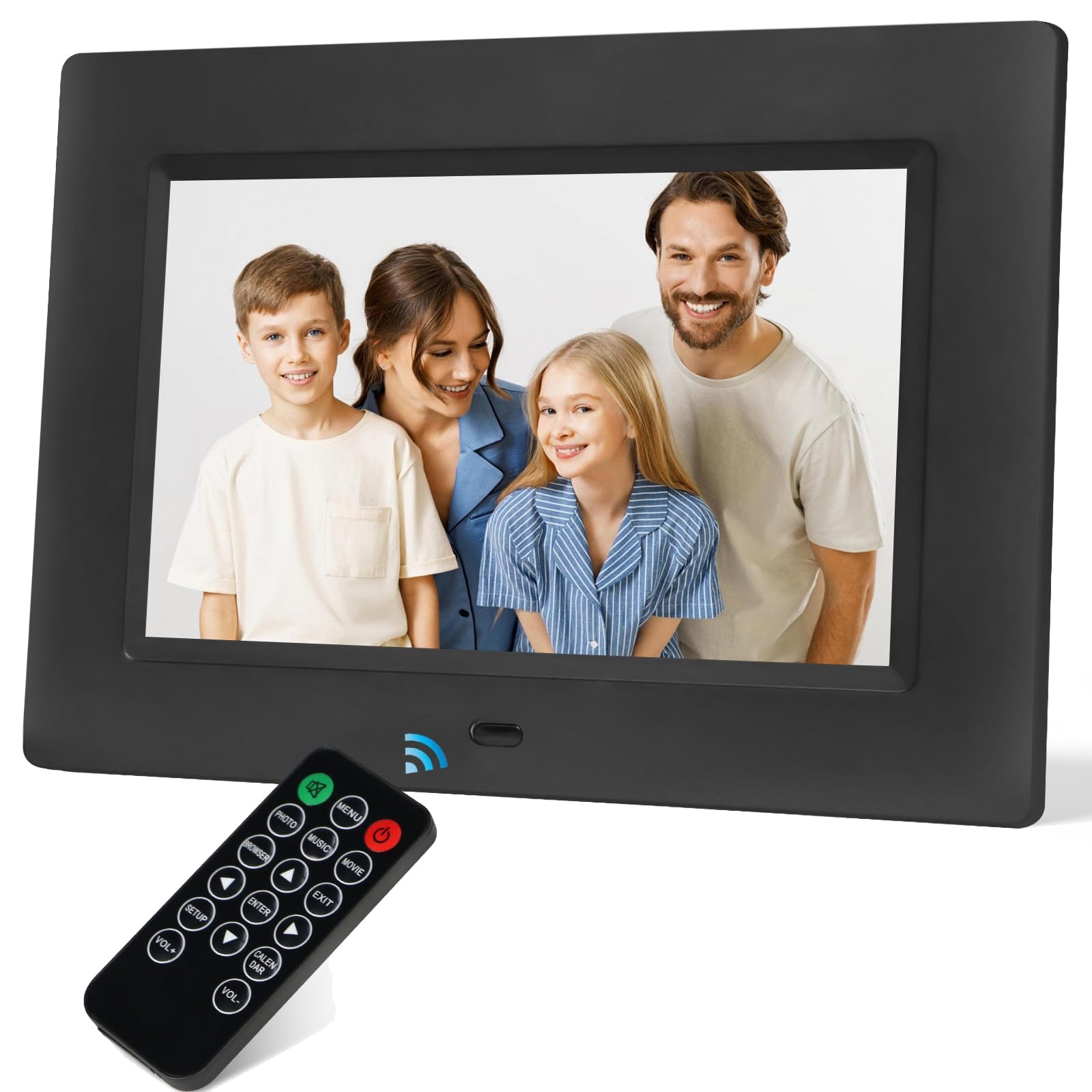 7 Inch Digital Photo Frame, Electronic Photo Frame,Digital Picture Frame 1024x600P Music Photo Video Player with Remote Control 4 Windows Display/Multi-Slideshow/Calendar/Clock Alarm Function