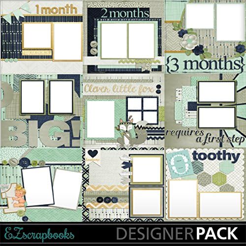 Baby Boy Album - Digital Scrapbooking Quick Pages on CD