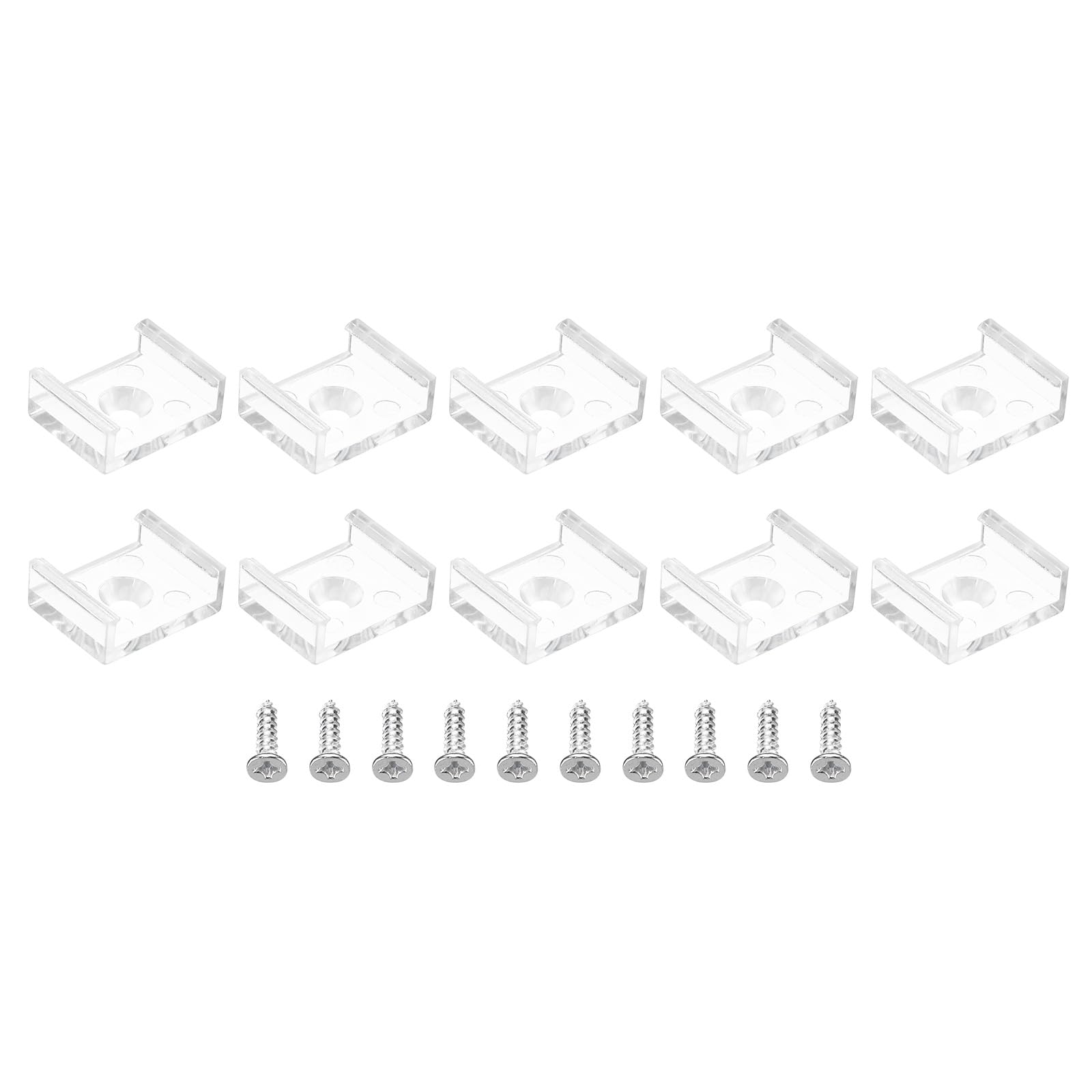 PATIKIL LED Strip Light Clips, 50 Pack Mounting Bracket Fixing Clips Plastic Clamp Holders with Screws for 15mm Neon RGB Light Cable Ribbon, Clear