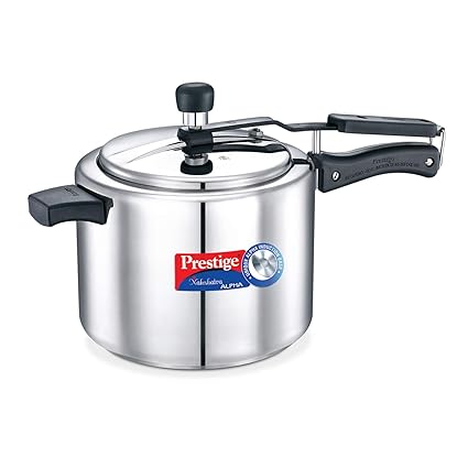 TTK Prestige Nakshatra Induction Base Stainless Steel Pressure Cooker, 5 Liters, Silver