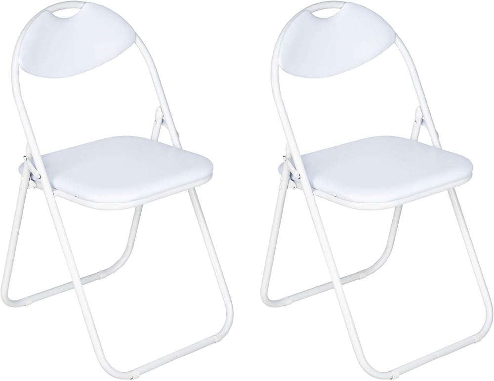 Nyxi Set of 2 Folding Chairs Padded Paris Faux Leather White