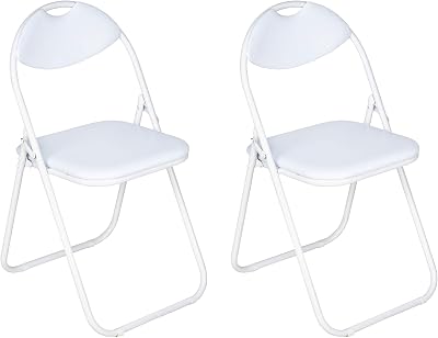 Nyxi Set of 2 Folding Chairs Padded Paris Faux Leather White