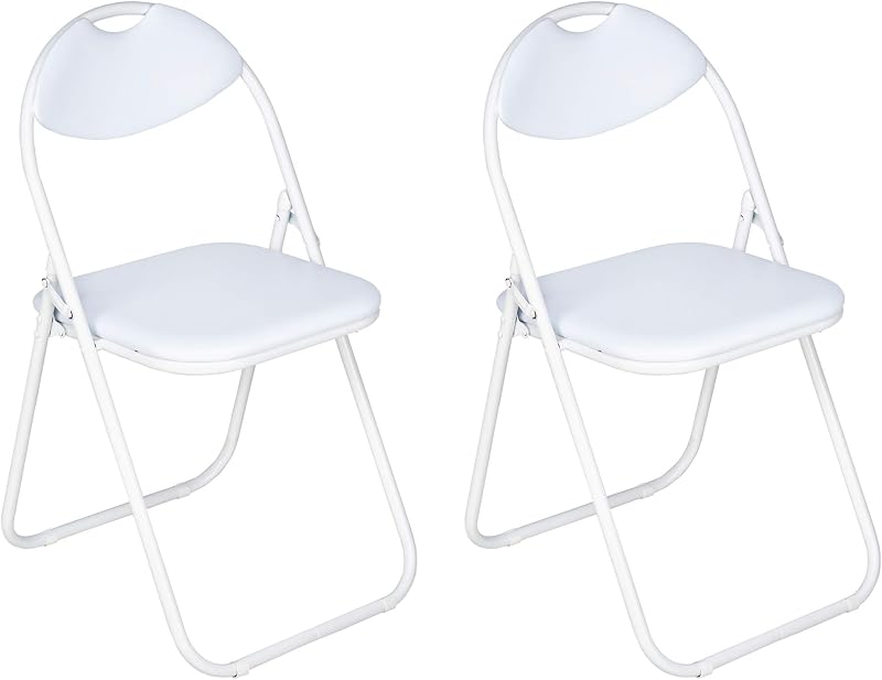 Nyxi Set of 2 Folding Chairs Padded Paris Faux Leather White