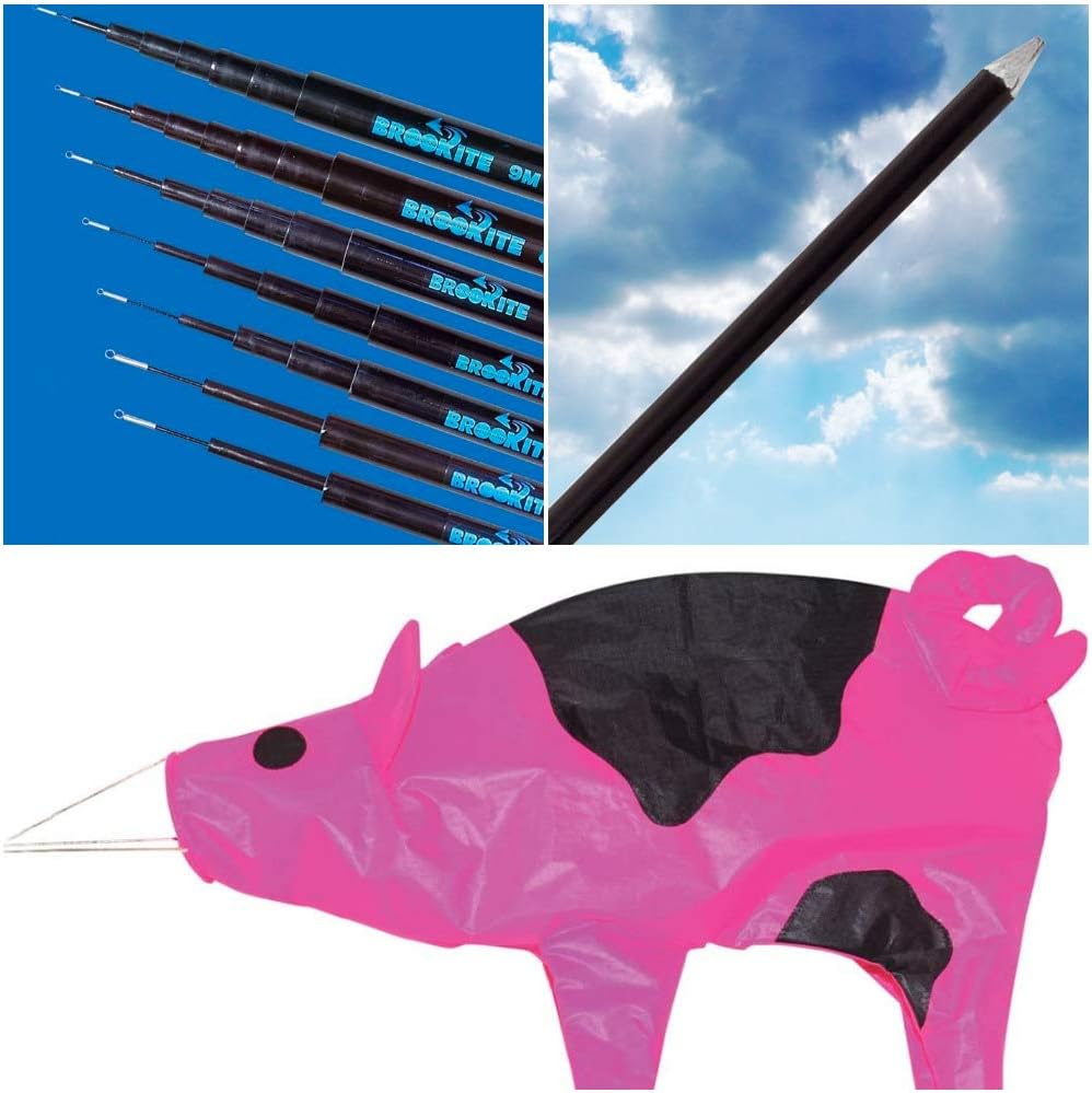 Brookite Festival flag pole kit with Pig Windsock, 5m Pole and Ground Stake