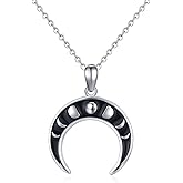 CHENGHONG Moon Phase Necklace 925 Sterling Silver Cresent Moon Necklace Charm Jewelry Gifts for Women Men Mothers Day Gifts