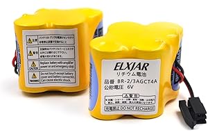 elxjar (2-Pack) 6V 4400mAh BR-2/3AGCT4A Lithium Battery Replacement for Panasonic FANUC A98L-0031-0025 CUSTOM-107 SHS749 ALIT0138 LIT0138 CNC PLC Systems