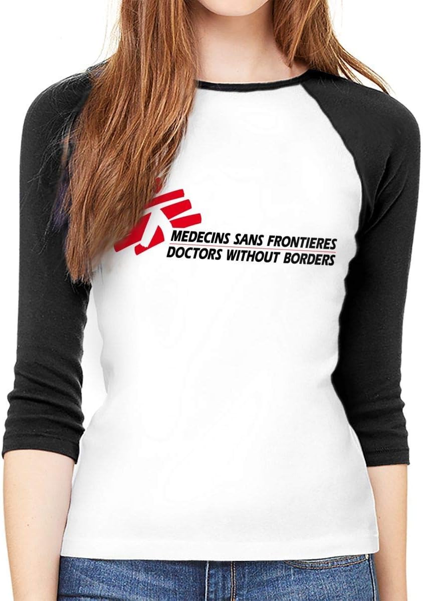 Women's 3/4 Long Sleeve T-Shirt, Doctors Without Borders Round Neck T Shirt Baseball Tunic Tops Blouse