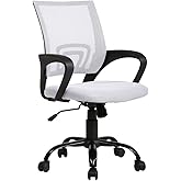 BestOffice Ergonomic Office Chair Mesh Cheap Desk Chair Task Computer Chair Lumbar Support Modern Executive Adjustable Rolling Swivel Chair for Back Pain, White