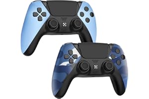 OUBANG 2 Pack Remote for PS4 Controller, Wireless Gamepad Work with Playstation 4 Controllers, Camo Control for PS4 with Joystick, Pa4 Controller for PS4/ Pro/Silm/PC Camouflage Blue and Titanium Blue