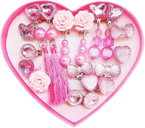 Amazon 小さな女の子のジュエリーセット耳の穴がない子供のイヤリングかわいい耳のクリップ誕生日プレゼント A1 イヤリング おもちゃ