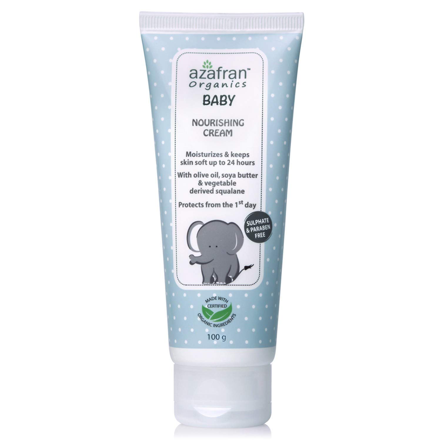 Azafran Organics Baby Nourishing Cream, 3.53oz - Gentle Moisturizing Cream with Olive oil and vegetable Derived squalene, No Harsh chemicals, Protect Sensitive Skin