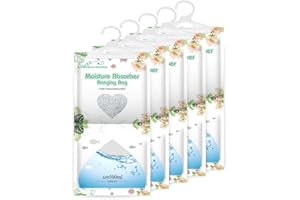 CANAGER Hanging Moisture Absorber,Hanging Dehumidifier Bags for Closet,Bedroom and Kitchen,Fragrance Free-5 Packs,Moisture Absorb 12.5OZ
