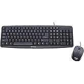 Verbatim Slimline Wired Keyboard and Mouse Combo USB Plug-and-Play Numeric Keypad Adjustable Tilt Legs Optical Corded Mouse F