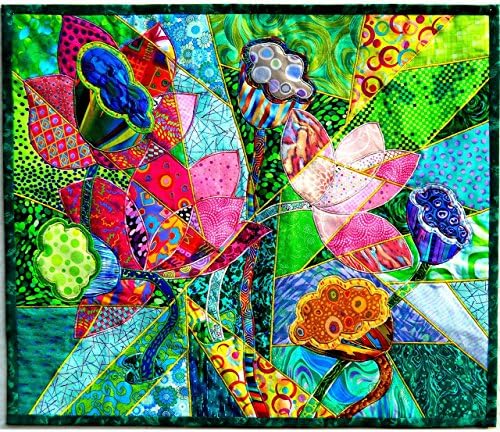 Original Textile Wall Hanging Art Quilt, OOAK Tapestry, Lotus, Feng Shui Decoration, New Home Gift