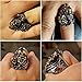 MAIKEDIAO Men's Vintage Gothic Stainless Steel Skull Head Engraved Biker Ring Band Punk Knight Jewelry Silver Gold