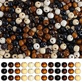 HERZWILD 1000Pcs Natural Colors Wooden Beads Vintage Round Natural Brown Wooden Beads Large Hole Wood Hair Bead for Macrame Rosary Bracelet Jewelry Craft Making (7 * 8mm)