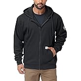 VANLENS FR Men's Flame Resistant Heavyweight Fleece Zip-Front 10.5OZ Hooded Sweatshirt FR Hoodie for Men