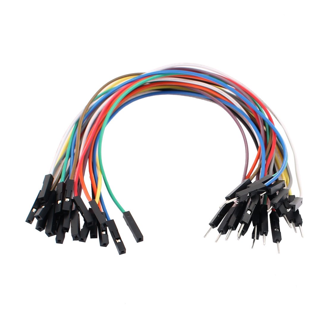sourcing map 20 Pcs Female to Male 1P Jumper Wire Ribbon Cable Breadboard DIY 20cm Long