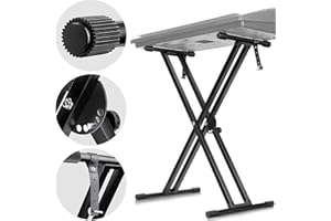 CAHAYA Keyboard Stand Double Braced X Style Adjustable Digital Piano Keyboard Stand with Locking Straps for 61 76 88 Keys (5 