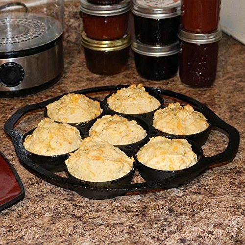 Sunnydaze PreSeasoned Black Cast Iron Popover, Cupcake, Drop Biscuit