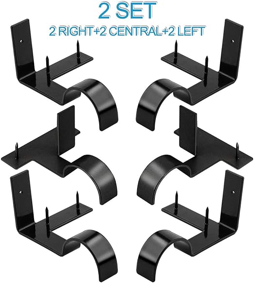 Amazon Com Excelloon Single Curtain Rod Brackets 2 Set 6pcs