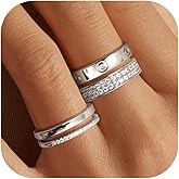 THUNARAZ 18K Gold Plated Dainty Stacked Rings Women Elegant Stackable Ring Sets for Women Gold Cubic Zirconia Thumb Rings Gold Silver Non Tarnish Wedding Bands Promise Stacking Ring Jewelry