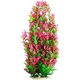 Tall Round Leaves Aquarium Décor Plastic Plants Fake Plants Artificial Plants Large 17 Inches 4873 Pink