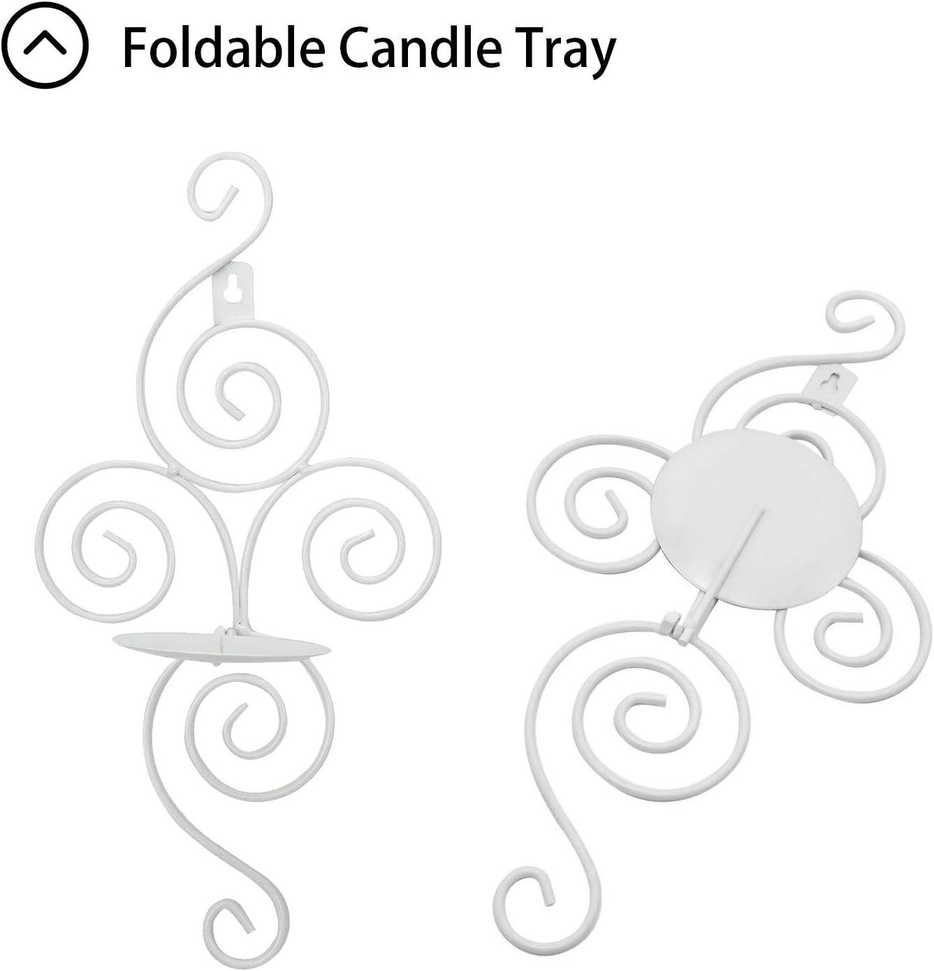 Dyna-Living Wall Sconce Candle Holder Wall Candle Sconces Set of 2 Elegant Swirling Iron Hanging Wall Candle Holders for Living Room Bathroom Fireplace Interior Home Decor(White): Kitchen & Dining
