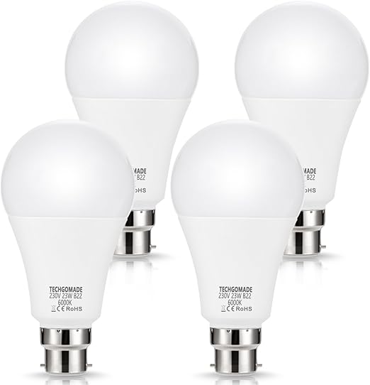 4X 23W Super Bright B22 LED Light Bulbs, Techgomade 2500 High Lumen