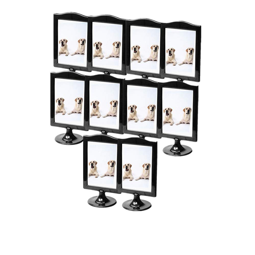 10 Pack Vertical Table Number Holders Photo Frame 4x6 Double Sided Sign Frames Display Holder Each 2 Pictures for Wedding,Menu Holders,Price Tag,Culture Card,Ornaments Exhibition (Black)