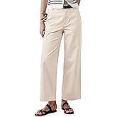 Eddoyee Womens Wide Leg Ankle Pants, High Waisted Straight Leg Stretch Casual Elastic Waist Cropped Pants