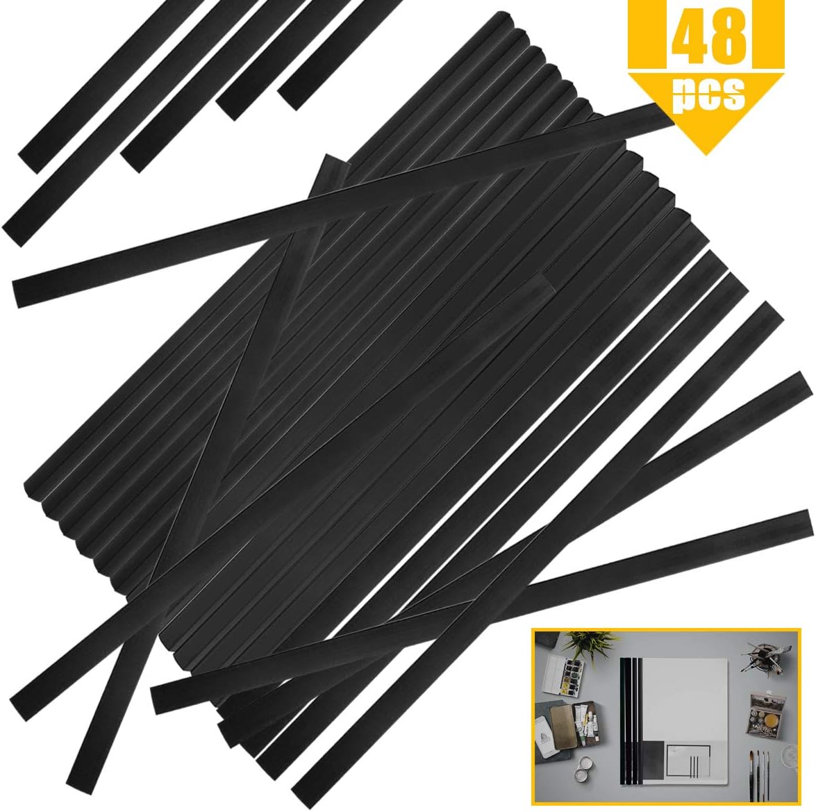 YG_Oline 48 Pcs Black Slide Grip Binding Bars, Spine Bars for School Office Report Covers File Holder, A4 Size, 40 Sheets Capacity, 12 Inch : Office Products