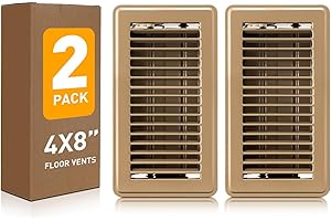 VE NI SCC Floor Register 4x8, Heavy Duty Steel Walkable Floor Vent Covers, Air Vent Covers with Adjustable Air Supply Lever for Home Floor, Sidewall, 2 Pack, Brown