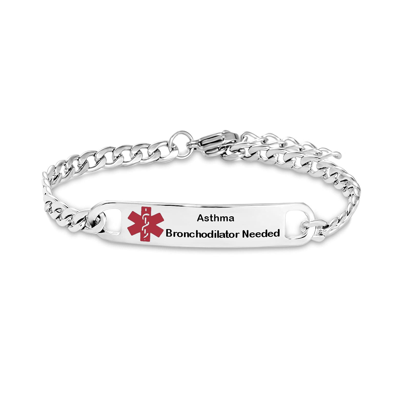 KunBead Jewelry Asthma Medical Alert Bracelets for Women Adjustable Stainless Steel Mesh Emergency Awareness Medical ID Bracelet