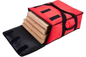 YOPRAL Pizza Bag, Thermal Pizza Delivery Bags Insulated Food Delivery Bag Professional Pizza Warmer Carrier Bags Moisture Free Hold Up to 4-16" or 3-18" (Red, 20"X20"X9")