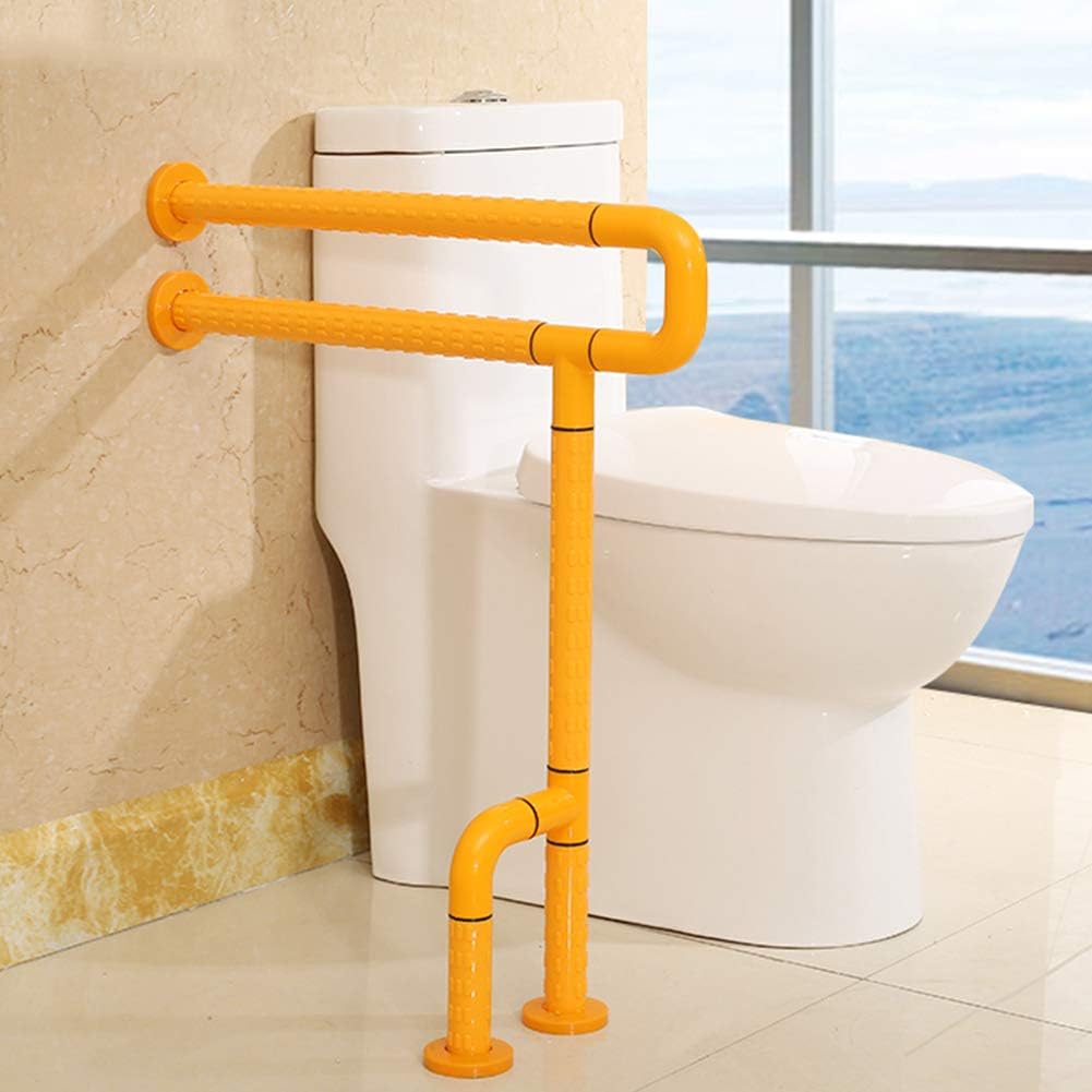 MTJKX Stainless Steel Wall Mounted Drop Down Rail, Bathroom Safety Support Rail,for Elderly,Disabled,Handicapped,Next to Toilet Grab Rail 60cm×70cm